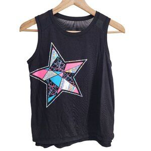 AW Athletic Works Tank‎ Top Multicolor Star Girls Size L 14/16 Plus Black